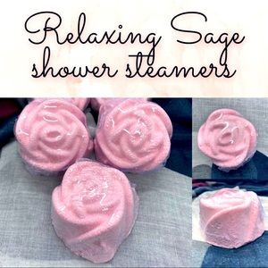 Set of 5 relaxing sage scented handcrafted shower steamers by Radiant Waves